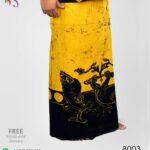 Sri Lankan handmade batik yellow black two swan designed sarong.