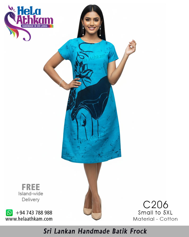 C206 Web batik frock handmade bathik