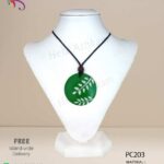 Sri Lankan handmade coconut shell pendant in green colour and beautiful leaves.