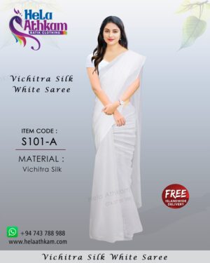 white saree vichithra silk poya day