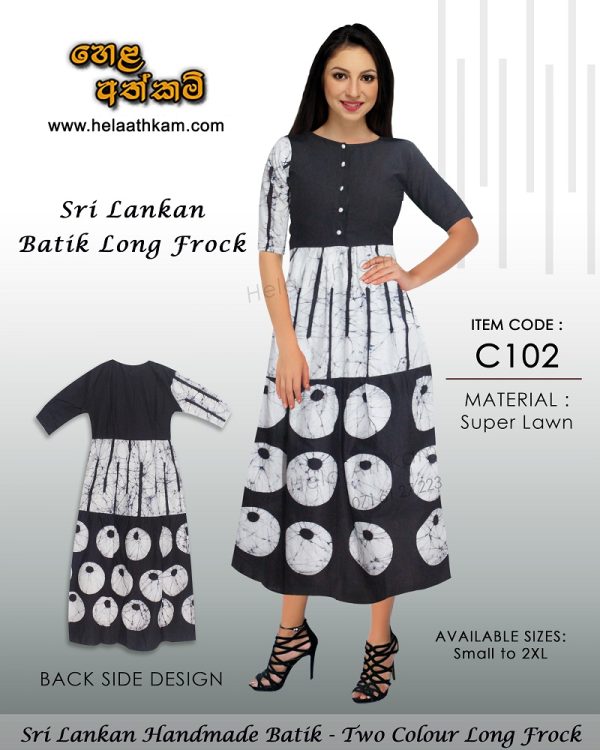 sri_lankan_handmade_long_batik_frock_black_white