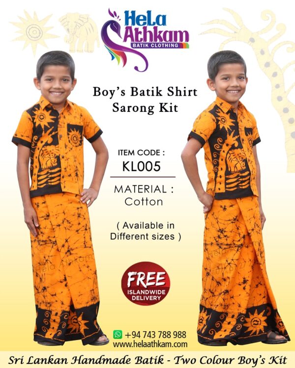 sri lankan batik kids shirt sarong handmade