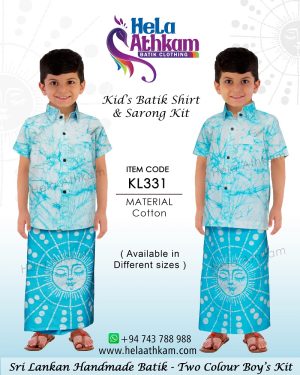 sri_lankan_handmade_batik_kids_shirt_and_sarong_blue_sun