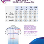 Size Chart for Gent's Shirts