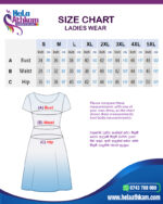 ladies frock size chart