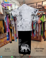 Handmade batik Sri Lanka black and white kid's shirt and sarong.