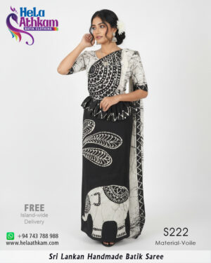 batik saree black elephant bathik