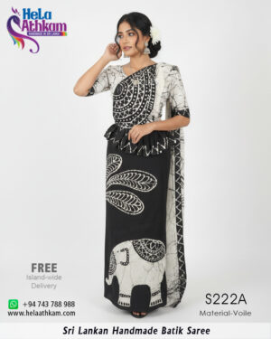 batik saree black white handmade bathik