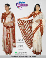 batik saree rusty brown white saree bathik