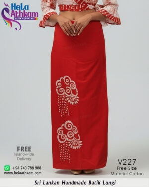 batik lungi red handmade bathik