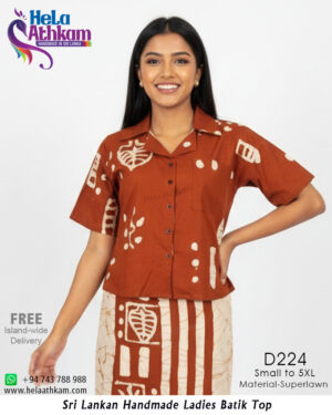 batik top Rusty Brown & White handmade bathik