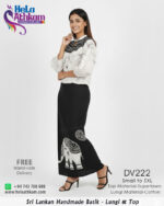 batik lungi kit black white elephnat bathik