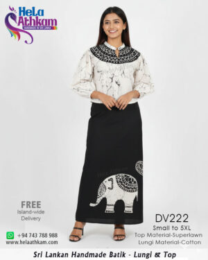batik lungi kit black white elephnat bathik