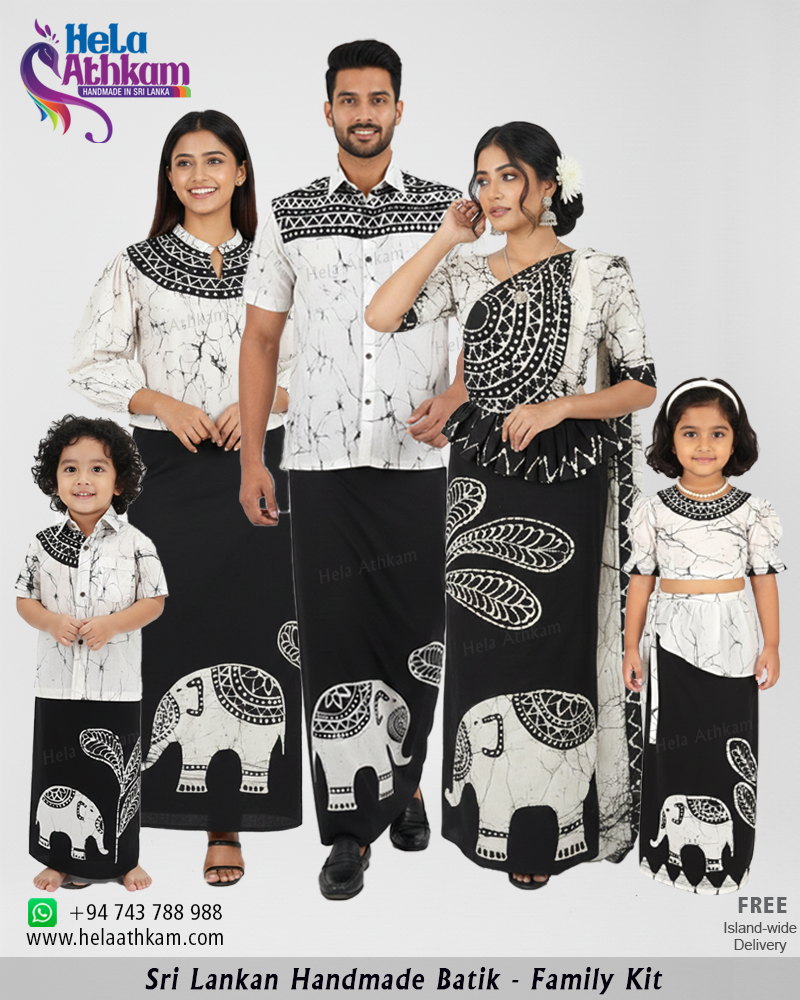 Family 222 web batik family kits black white elephant bathik