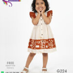 kids batik frock brown white bathik