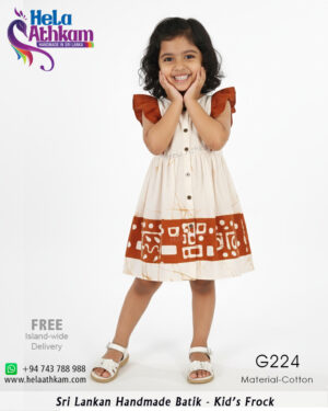 kids batik frock brown white bathik