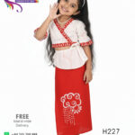 batik redda hatte half saree red raktha bathik