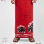 Handmade batik sarong with three colour elephant design.