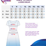 Size Chart for Ladies Frocks