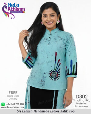 batik top handmade blue