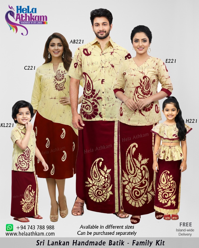Family_design_ivory_maroon_red_handmade_batik_srilanka