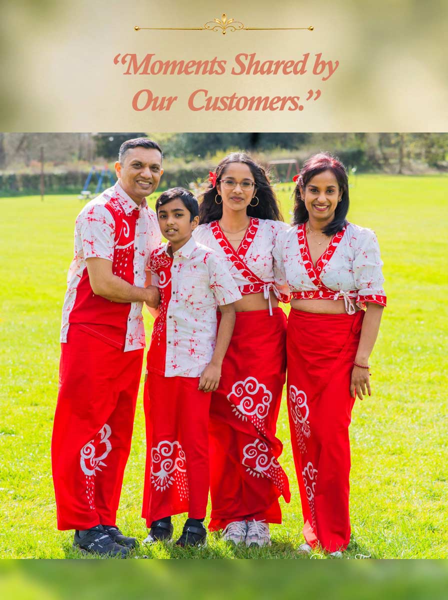 Hela Athkam Handmade Batik Product Image Happy family moment with red and white batik family kit shared by another customer.