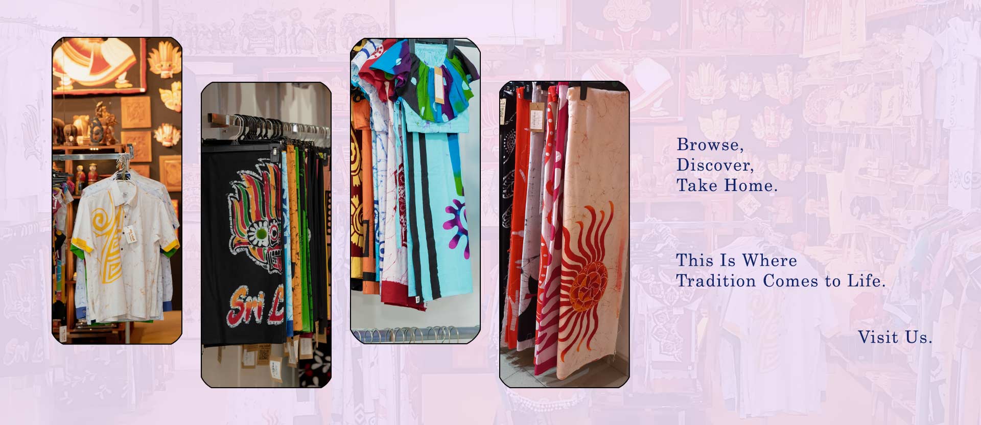 Hela athkam Sri Lankan handmade batik store showroom images Kegalle.